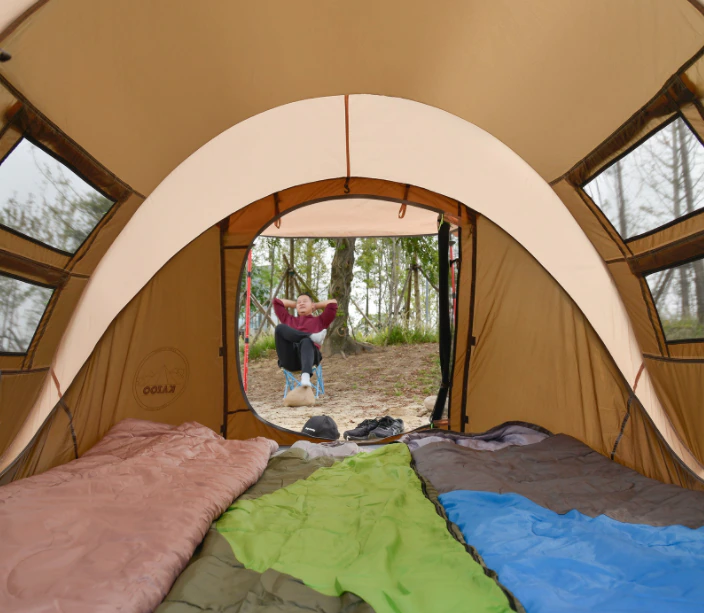 Cheap Goat Tents Hand toss the beach tent outdoor mountaineering camping automatic tent family beach camping full waterproof tent Tents 